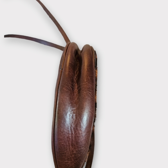 Patricia Nash Leopard Pony Hair Leather Circle Crossbody Bag - Picture 4 of 8